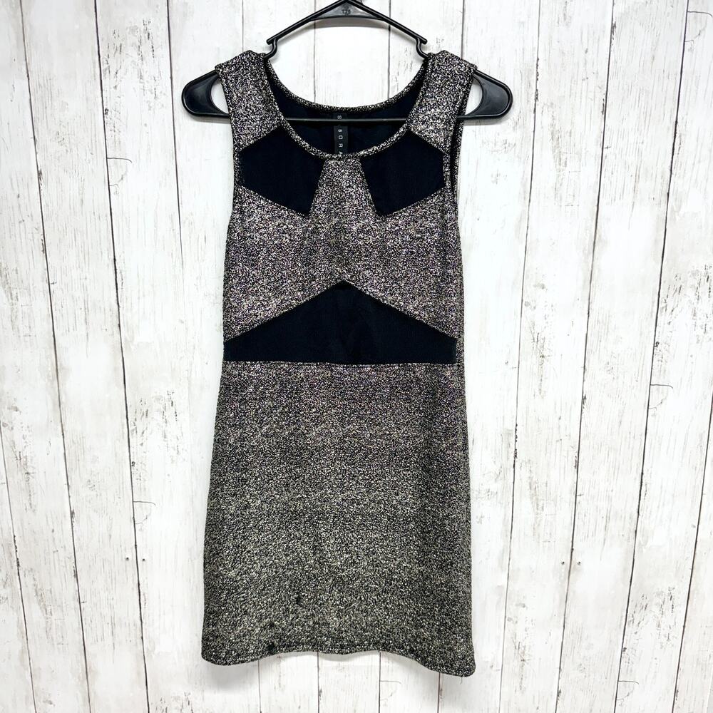 Sabora Dress Women Large Sleeveless Crew Midi Gray Sparkle Pattern Mesh Business